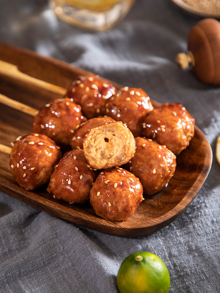 大成食品照烧脆骨丸子800g10串商用便利店同款挂汁鸡肉丸子半成品