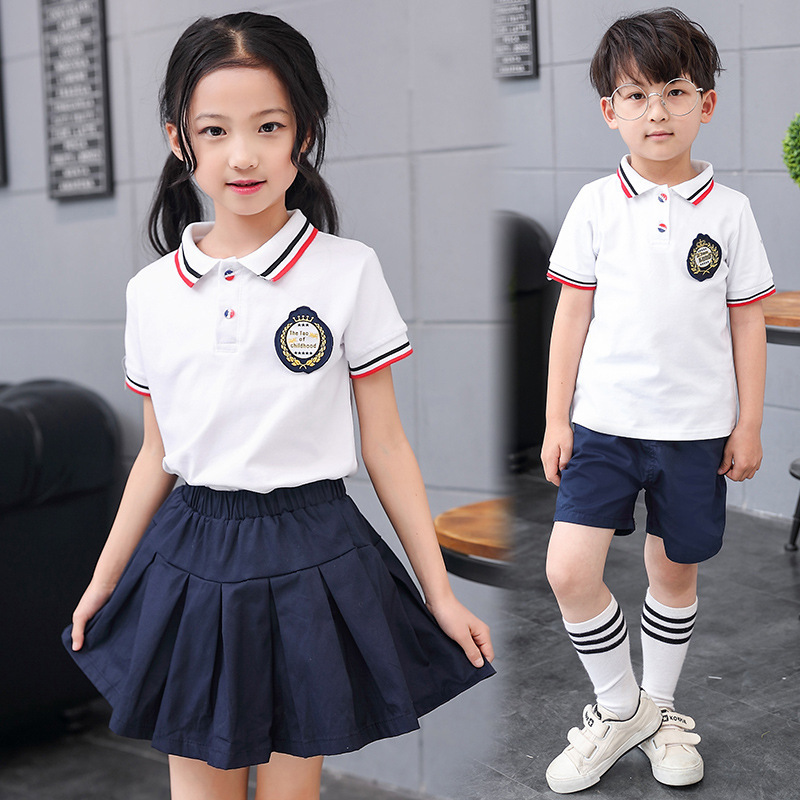 小学生班服夏季粉色英伦风校服套装儿童纯棉毕业表演服幼儿园园服