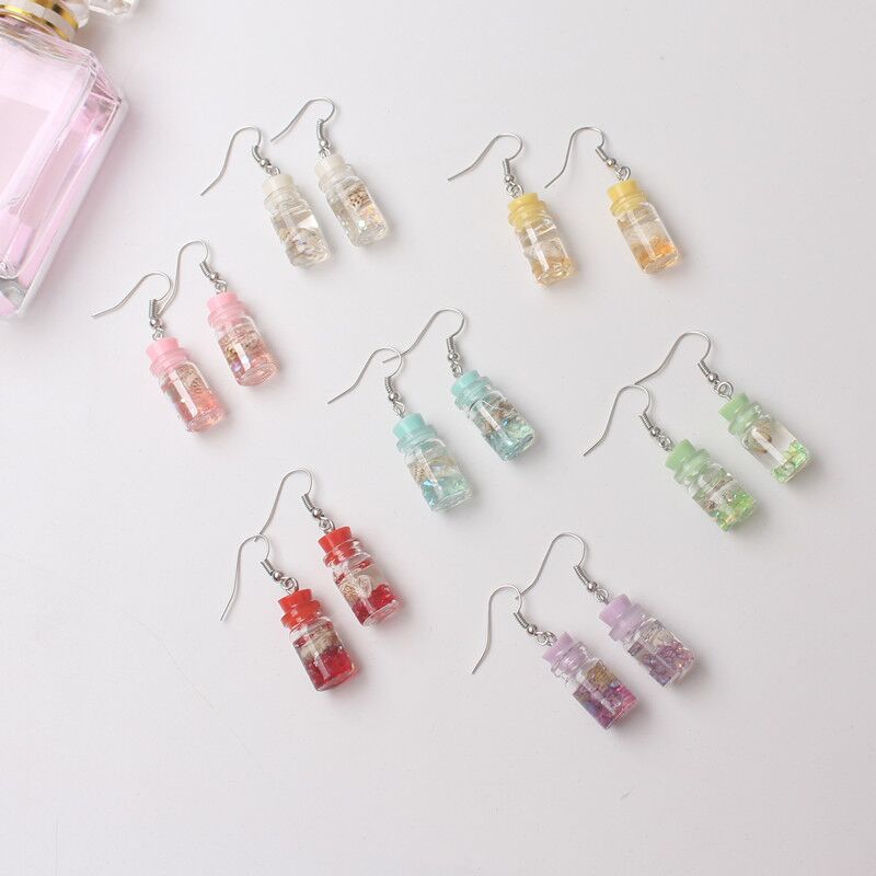 fun sweet earrings wish drift bottle earrings ins vacation style conch shell creative colorful personalized eardrops