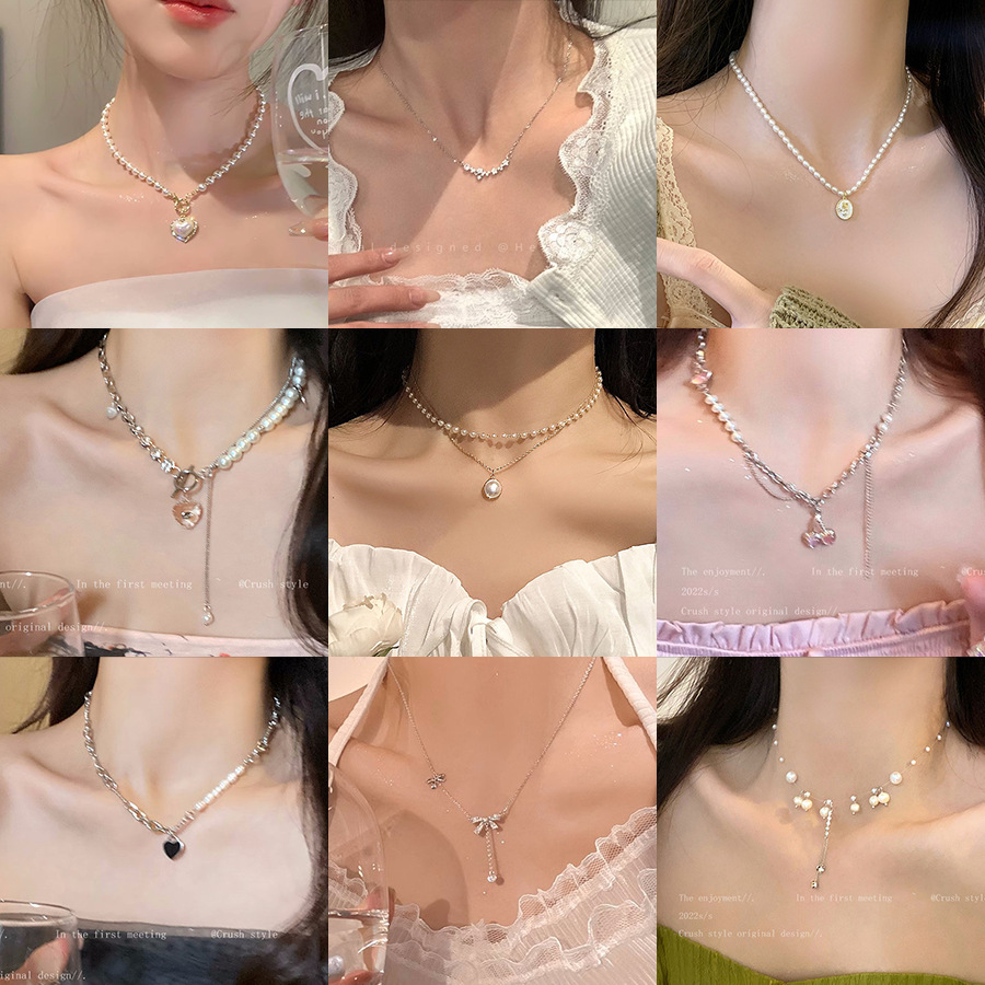 one piece dropshipping ins style diy ornament pearl necklace temperament wild clavicle chain stall accessories wholesale