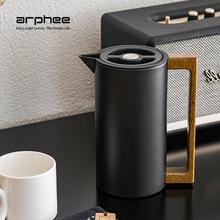 新款创意304不锈钢木柄丹麦保温壶真空保温保冷咖啡壶便携高颜值