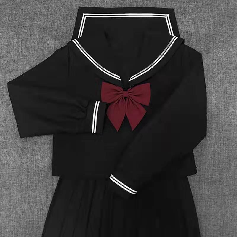 批发水手服jk制服裙正版黑二本基础款日系学院风秋冬季裙子套装女