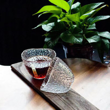日式大号雨露锤纹小品茶杯手工主人杯玻璃日本清酒杯功夫茶具单杯