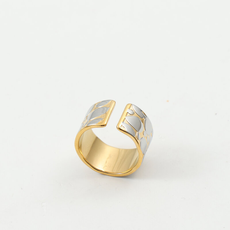 双色 鹅卵石 开口 宽面戒指 钛钢电镀18k金-阿里巴巴