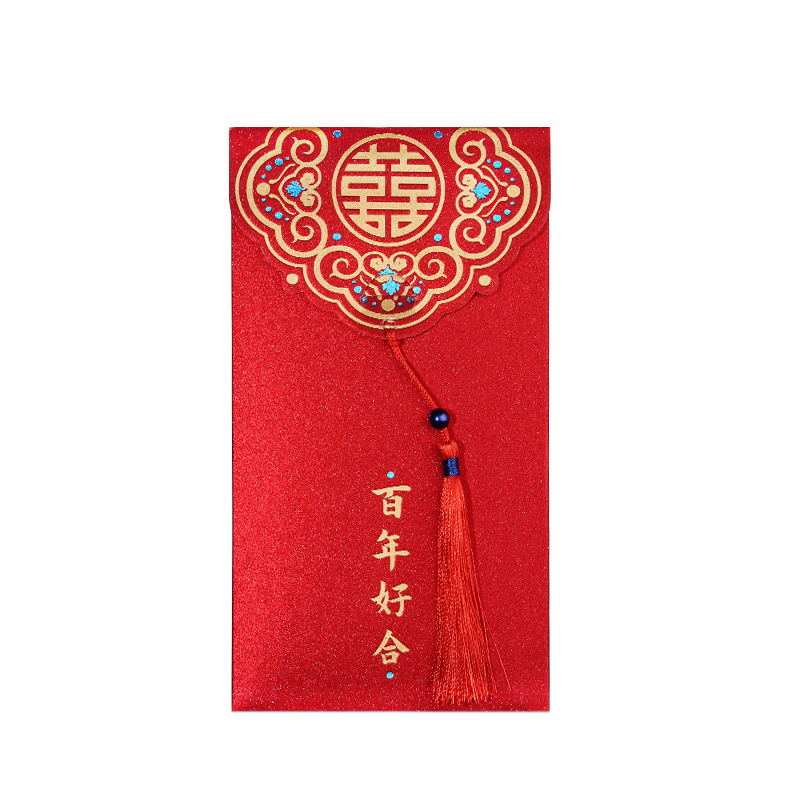 Wedding Red Packet Creative Tassel Hard Red Pocket for Lucky Money Wedding Modified Red Envelope Chinese Style Gilding Thousand Yuan Gift Seal Wholesale