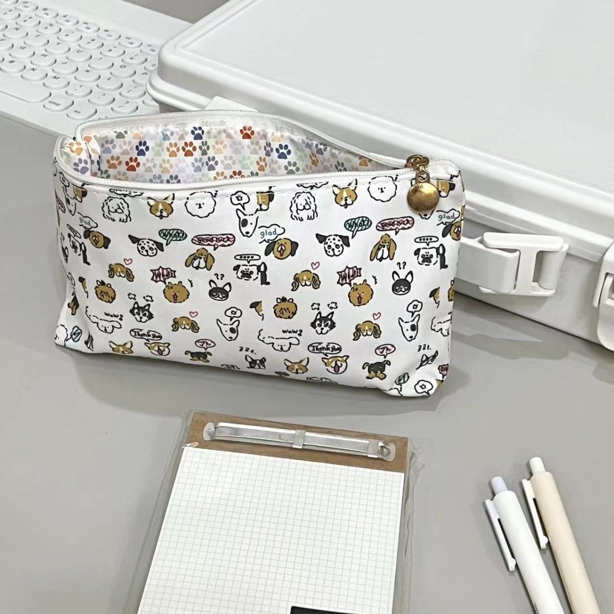 Puppy Printing Pencil Case Student Large Capacity All-Match Stationery Bag High-Looking Learning Stain-Resistant Internet Celebrity Pencil Case Ins