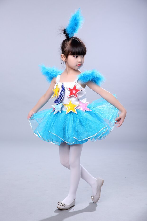 儿童演出服女童快乐的小星星舞台表演幼儿园可爱舞蹈连体纱裙服装