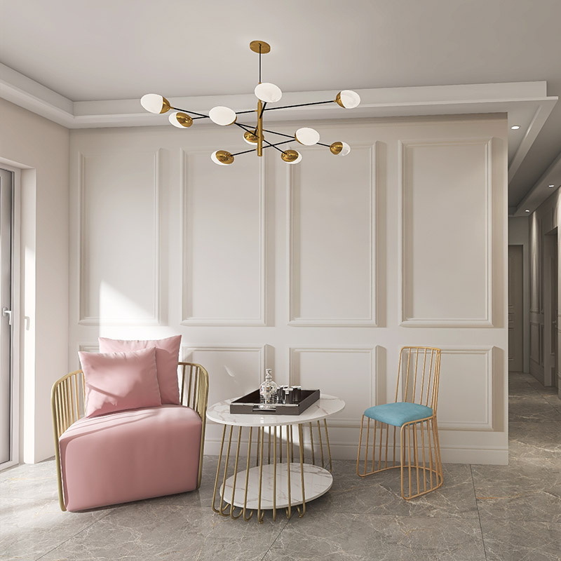 3d北欧白色石膏线墙纸热带植物客厅服装店网红拍照直播背景墙壁纸