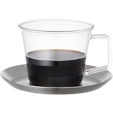 日本KINTO CAST咖啡杯带手柄意式拿铁玻璃杯茶杯碟套装马克杯