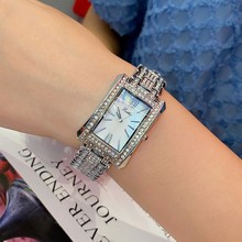 诗高迪方形镶钻时尚手表女气质小方表ins风金属表带女士手表