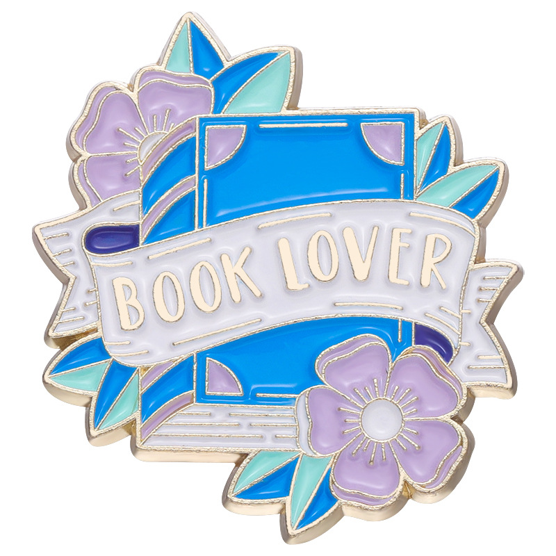 Cross-Border Foreign Trade Brooch Book Book Brooch Cute Flowers Exquisite Book Geometric Alloy Brooch Wholesale