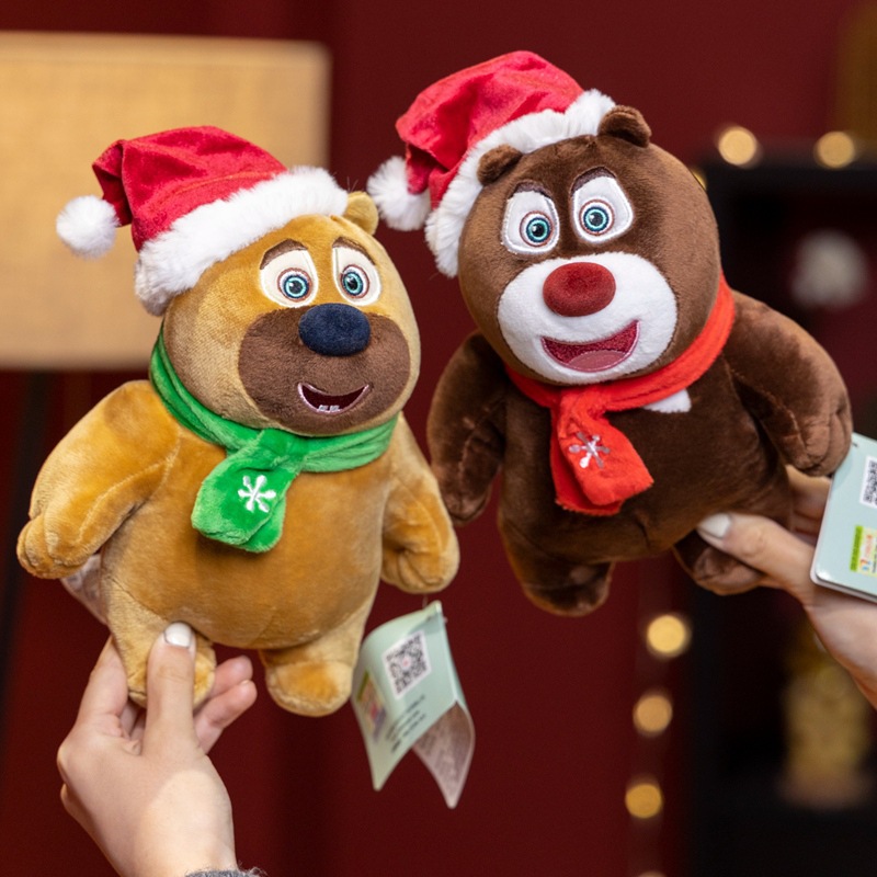 可爱圣诞熊熊公仔熊出没熊大熊二送儿童生日礼物跨境