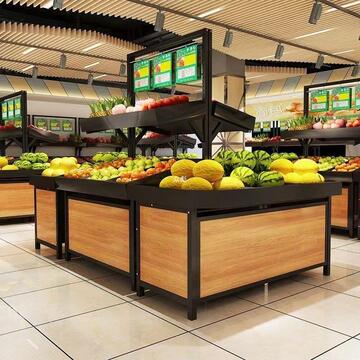 商用超市蔬菜水果货架水果店便利店市场生鲜超市永辉款钢木便利店