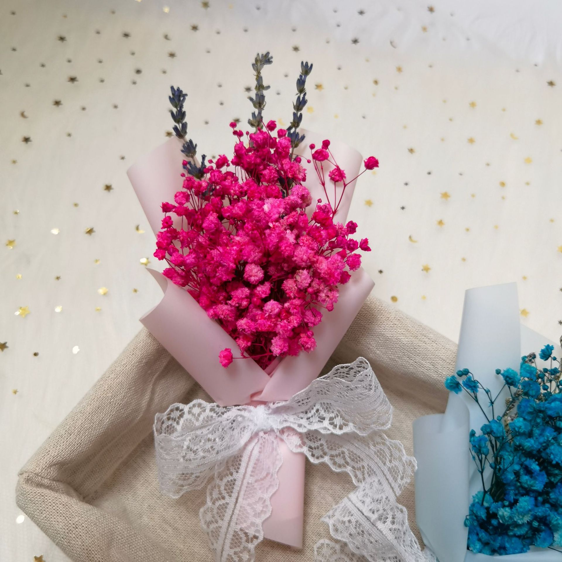 迷你花束ins小清新满天星小花束永生干花礼盒搭配伴手礼同学朋友