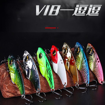 vib逗逗路亚饵翘嘴鲈鱼锌合金亮片仿生饵搭配两个三锚钩渔具配件