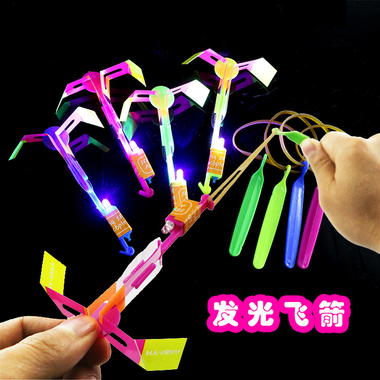 Light-Emitting Arrows Slingshot Flying Arrow Flash Bamboo Dragonfly Sky Dancers Children's Toy Square Night Market Stall Supply