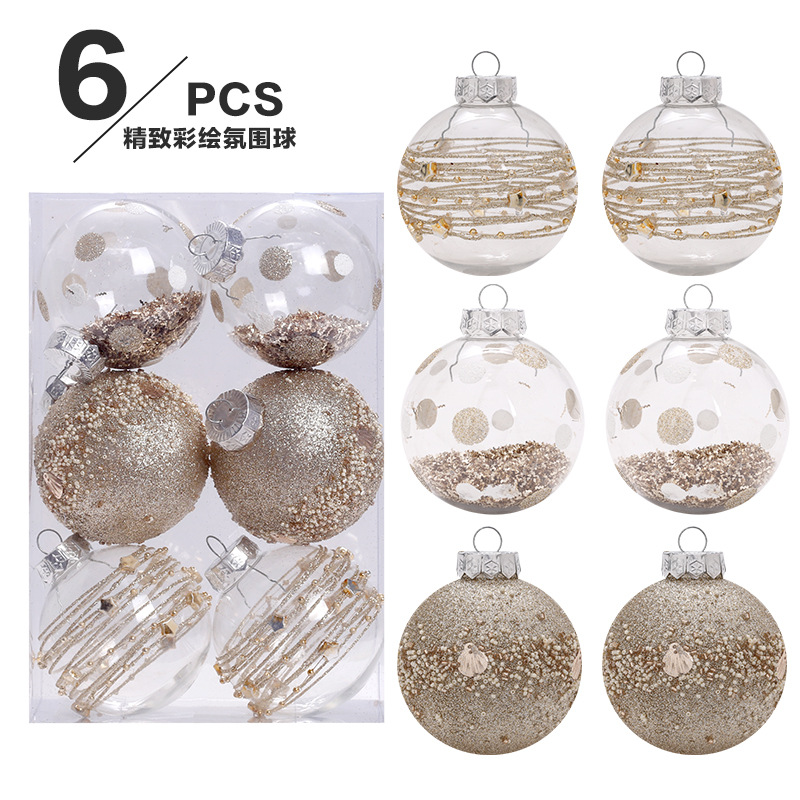 跨境新品 北欧风透明8CMPET圣诞球套装 圣诞树挂件 圣诞节装饰品