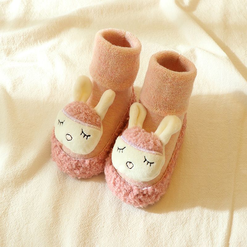 Baby Shoes Winter Autumn Winter Cotton Thickened Fleece-lined Indoor Warm Non-Slip Cool-Proof Baby Toddler Soft Sole Shoes Socks
