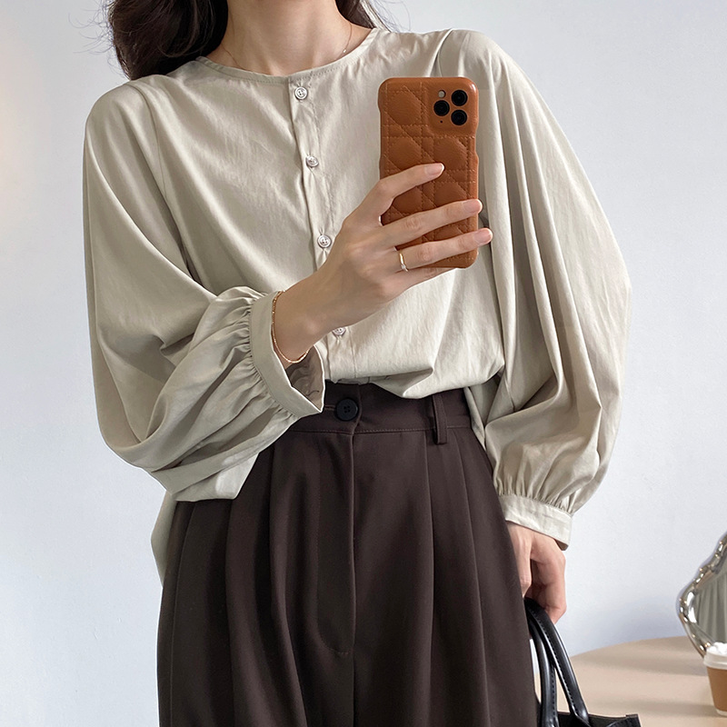 灯笼袖衬衫女韩国