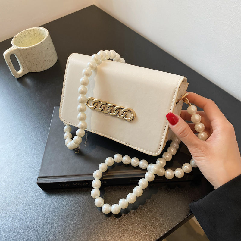 高级质感洋气斜挎珍珠小方包夏天小众设计迷你小包包女新款潮