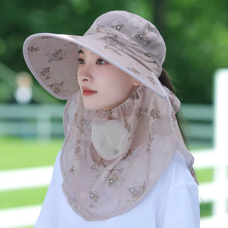 Sun Protection Hat Sun Protection Hat Uv Protection Middle-Aged and Elderly Hat Sun Hat Dry Farm Work Chiffon Tea Picking Hat Female