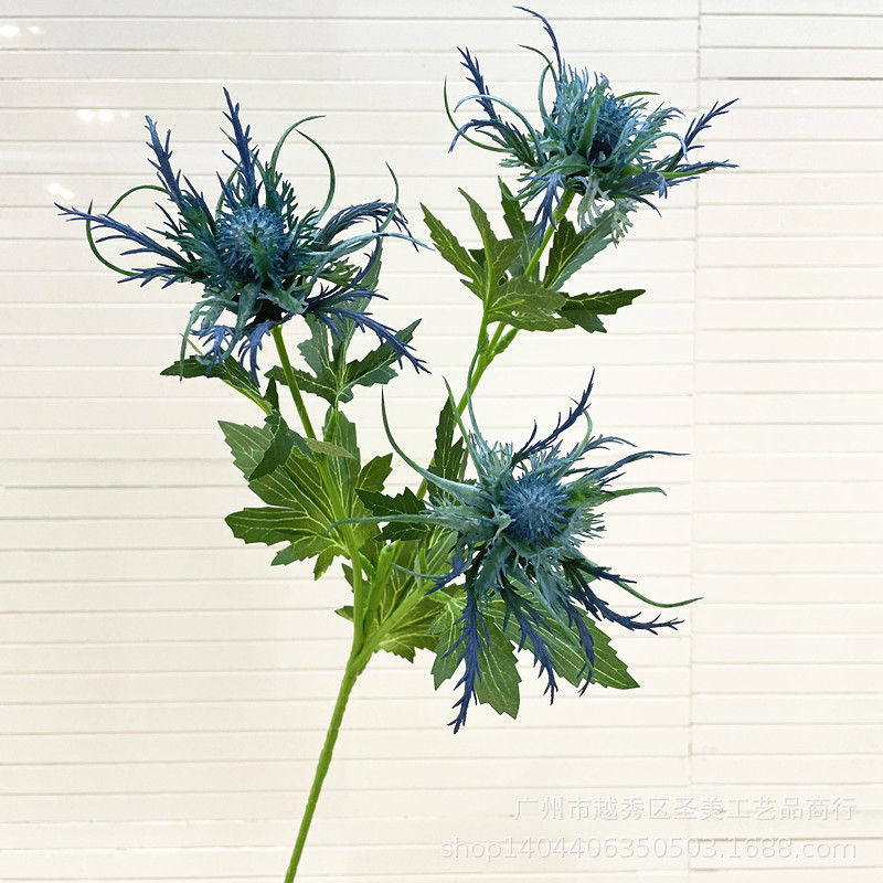 仿真3叉野刺芹欧式仿真植物创意艺术插花配材婚庆造景假花家居摆