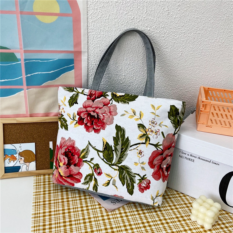 Wholesale New Canvas Large Capacity Women's Bag Printed Handbag Korean Style Tote Big Bag Artistic School Bag Shopping Bag