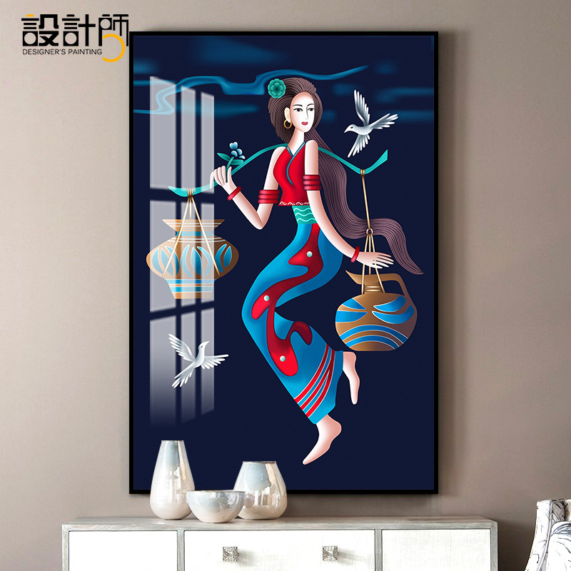 云南少数民族风装饰画客厅卧室床头宾馆酒店挂画傣族贵州美女壁画
