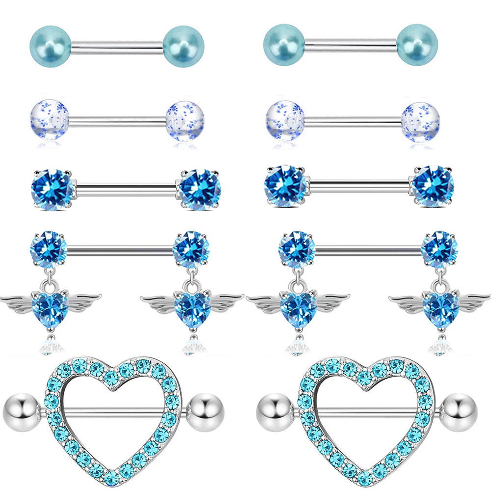 跨境电商热线乳环套装10件乳钉组合日常穿孔饰品套装亚马逊速卖通