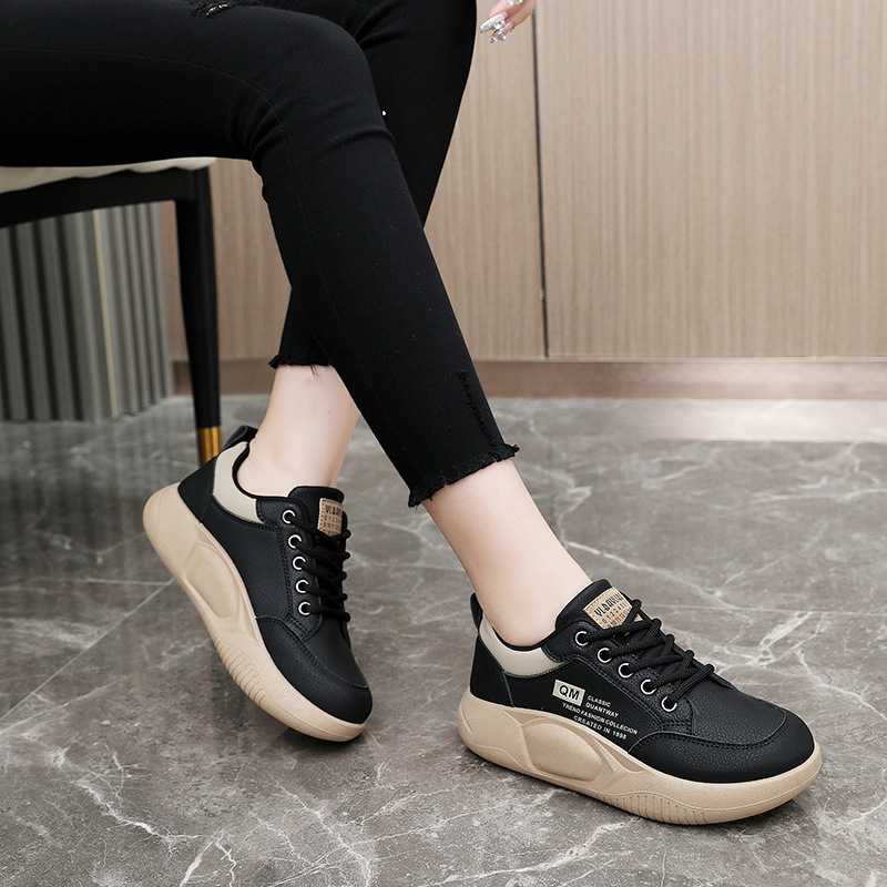 Xq5801 New 2024 Spring Leisure Board Shoes Thick Sole Increased Shoes Korean Sports Women's Shoes Students' Street Shot Trend