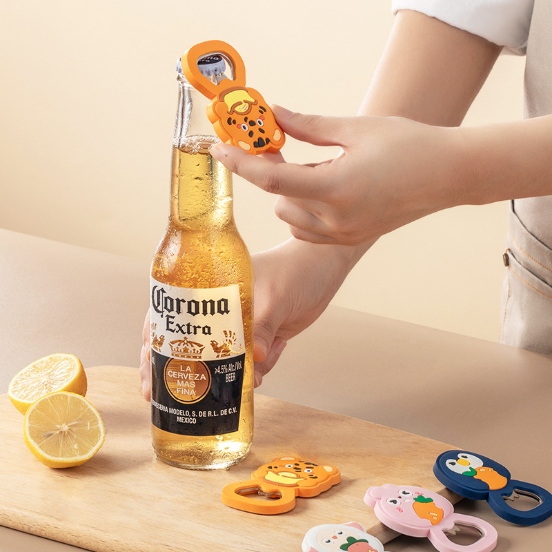 Bottle Opener Cartoon Magnetic Suction Refridgerator Magnets Fun Household Beer Screwdriver Silicone Lid Opener Bottle Lifting Device Lid Opener