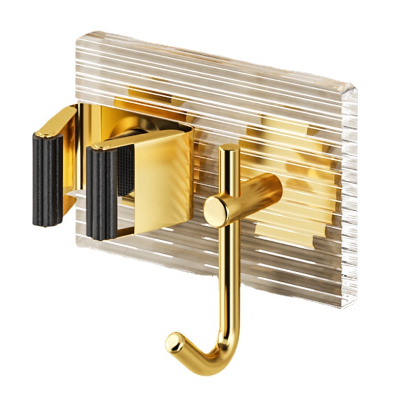 Light Luxury Mop Wall Hanging Clip Hook Punch-Free Mop Broom Fixed Rack Acrylic Toilet Storage