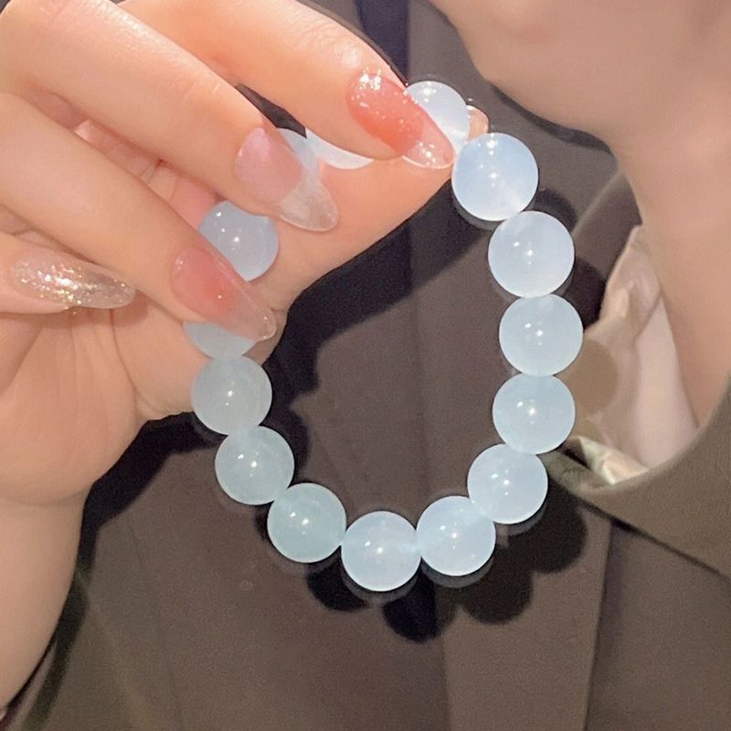 Little Red Book Recommendation Ice Transparent White Jade Imitation Bodhi Bracelet Hand Toy Girl Gradient Color Bracelet Student Girlfriends Couple