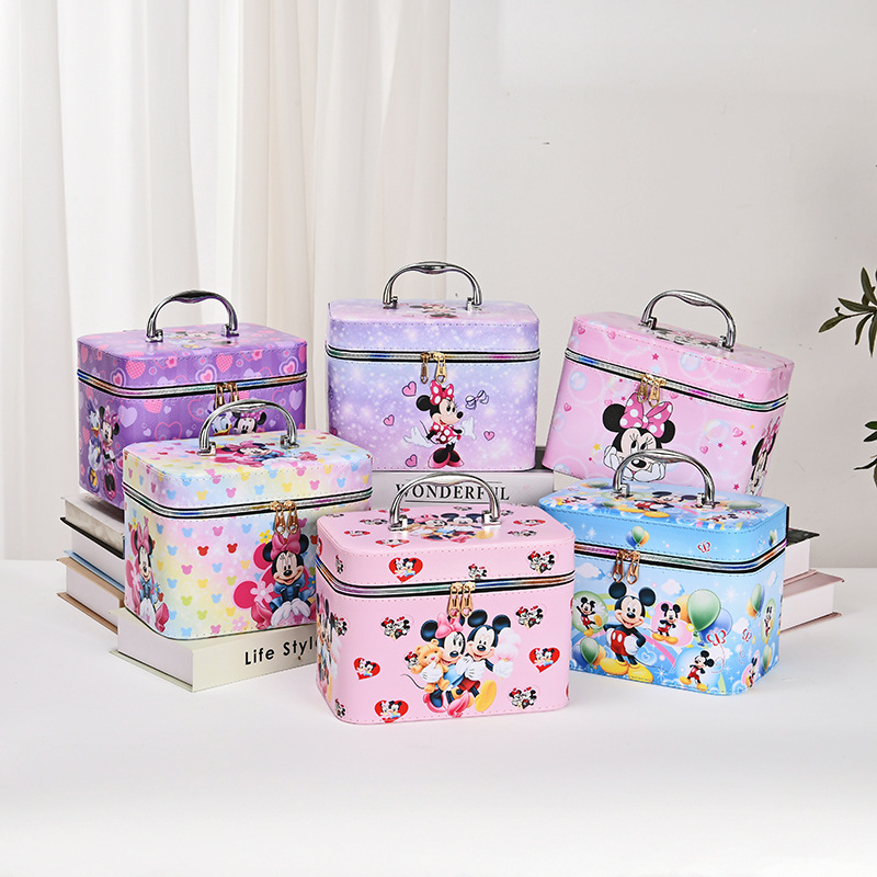cosmetic bag large capacity high-grade mickey mouse cosmetic case portable waterproof with mirror cute ins style multifunctional