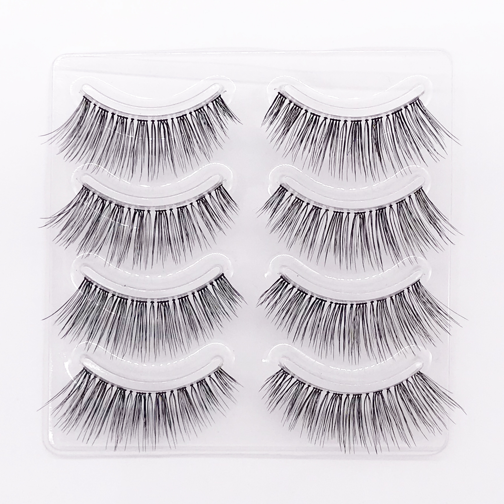 Internet Celebrity Daily Makeup Long Hand Tightening Hair Eyelash New Four Pairs Nude Makeup Sharpening False Eyelashes