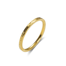日韩简约ins风时尚2.5mm宽钛钢菱形18K金戒指情侣对戒尾戒指环