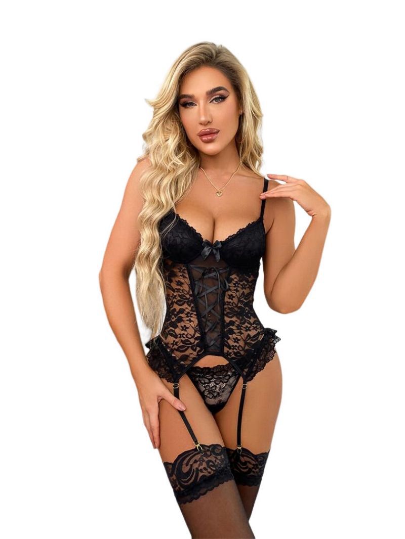 Cross-Border New Arrival Sexy Lingerie European and American Foreign Trade Sexy Lace Pajamas Garter One-Piece Underwear Wholesale 1618