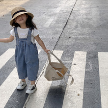 女童牛仔背带裤夏装儿童裤子2023新款宝宝休闲裤洋气童装批发夏季