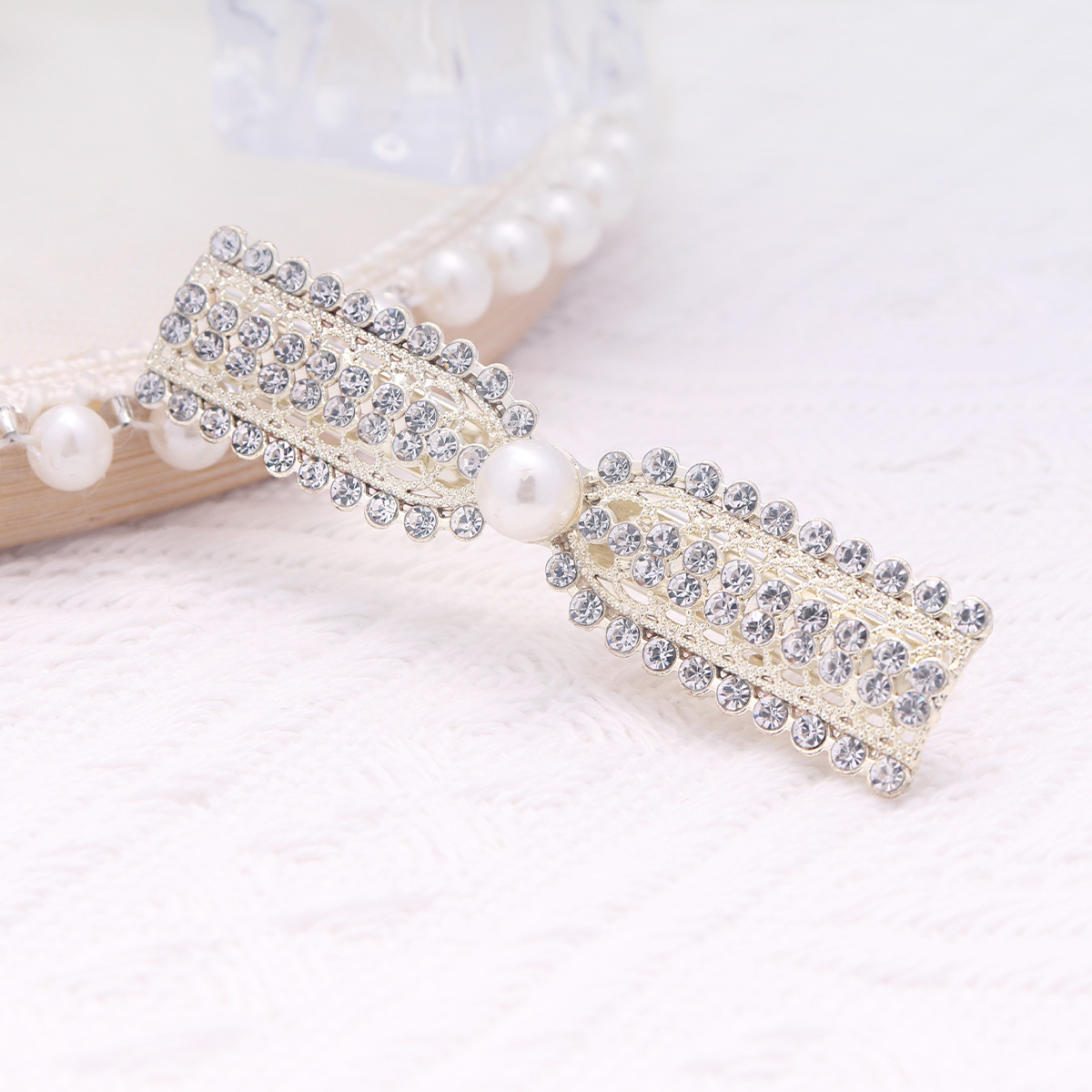 Korean Style Simple Rhinestone Bow Barrettes Wings Hairpin Girl Side Clip Flower Crown Wholesale