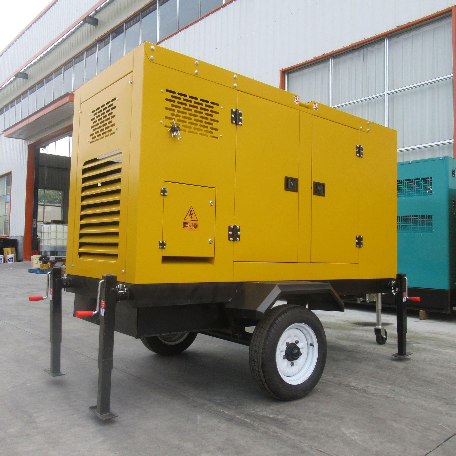移动便携拖车发电机组 30kw/50kw柴油发电机组低噪静音箱拖车