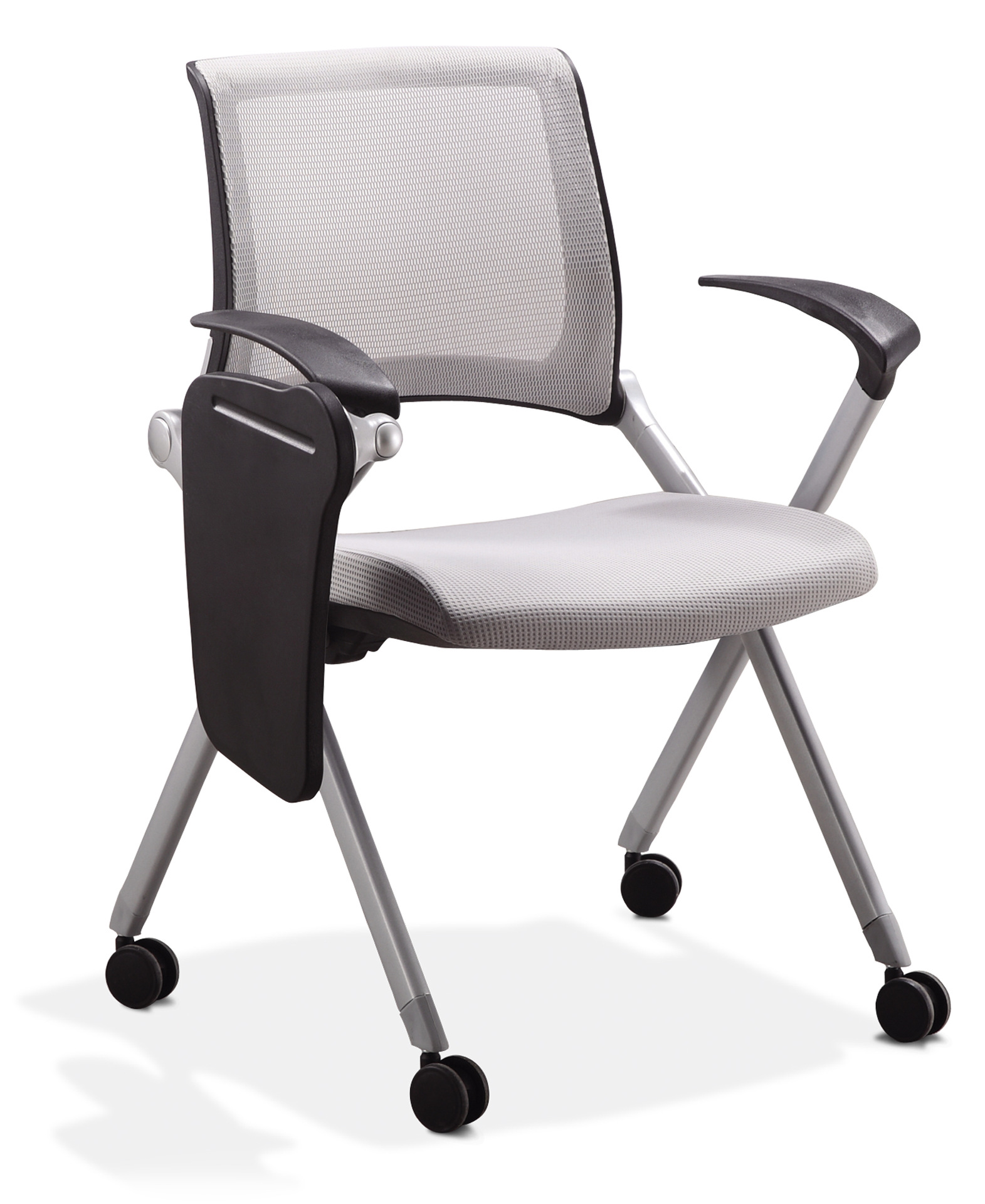 直销办公家具简约时尚多功能移动折叠办公会议培训椅子带写字板