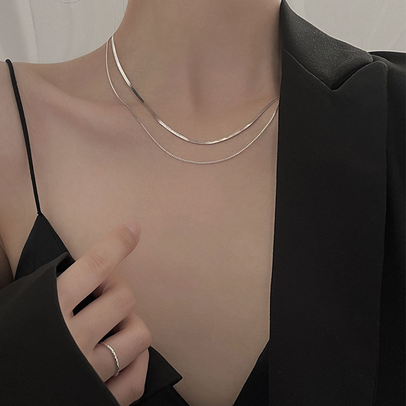 Double-Layer Twin Necklace Ins Cold Style Necklace Simple Sterling Silver Necklace 2021 New Women's Clavicle Chain