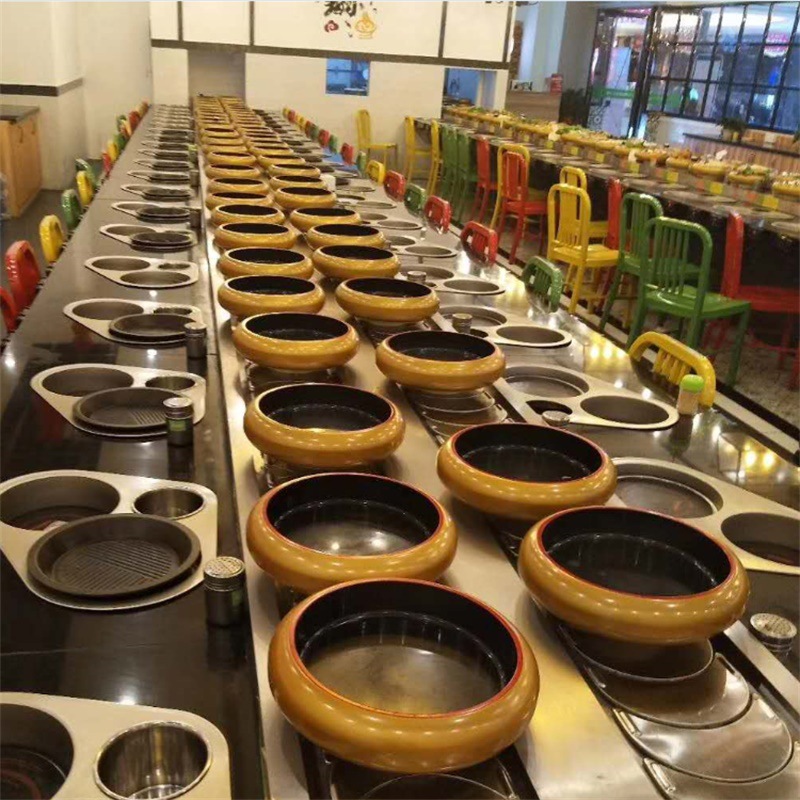 定 制自助旋转小火锅设备 全套一体式自助餐台转盘 回转火锅设备