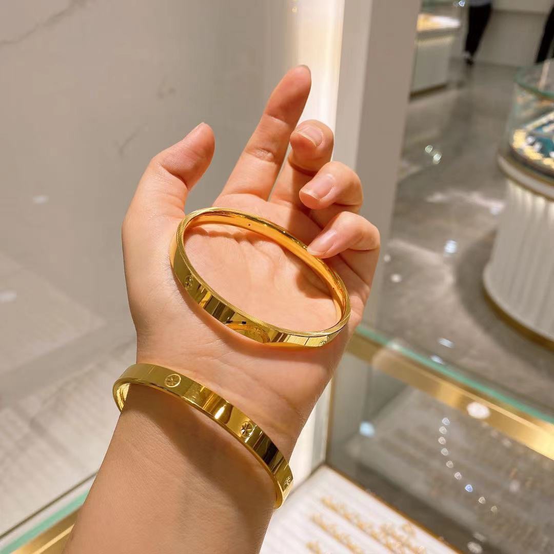 精品5g黄金 黄金光圈手镯足金999时尚螺纹手镯女款纯金镯子送礼