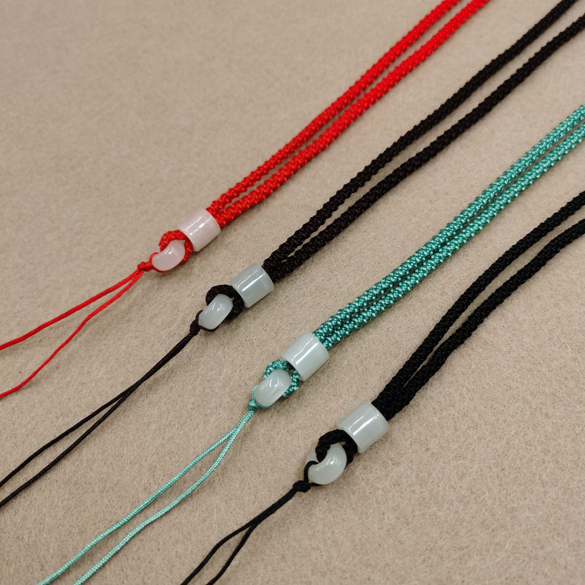 简约玉圆环手工编织吊坠挂绳粗款男女款玉坠挂件吊坠绳玉绳批发