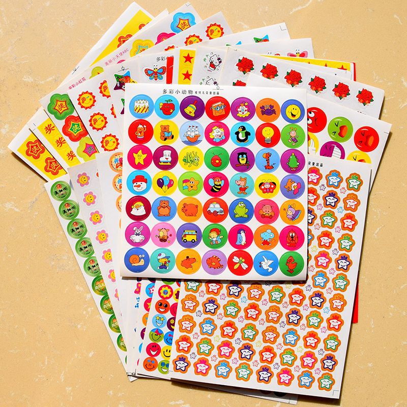 儿童贴纸幼儿园奖励卡通表扬贴画小红花粘贴大星星拇指五角星批发