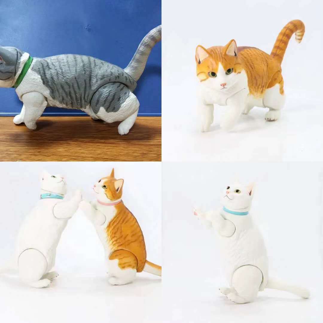海洋堂山口式喵星人猫咪虎斑猫白猫可动短腿猫手办