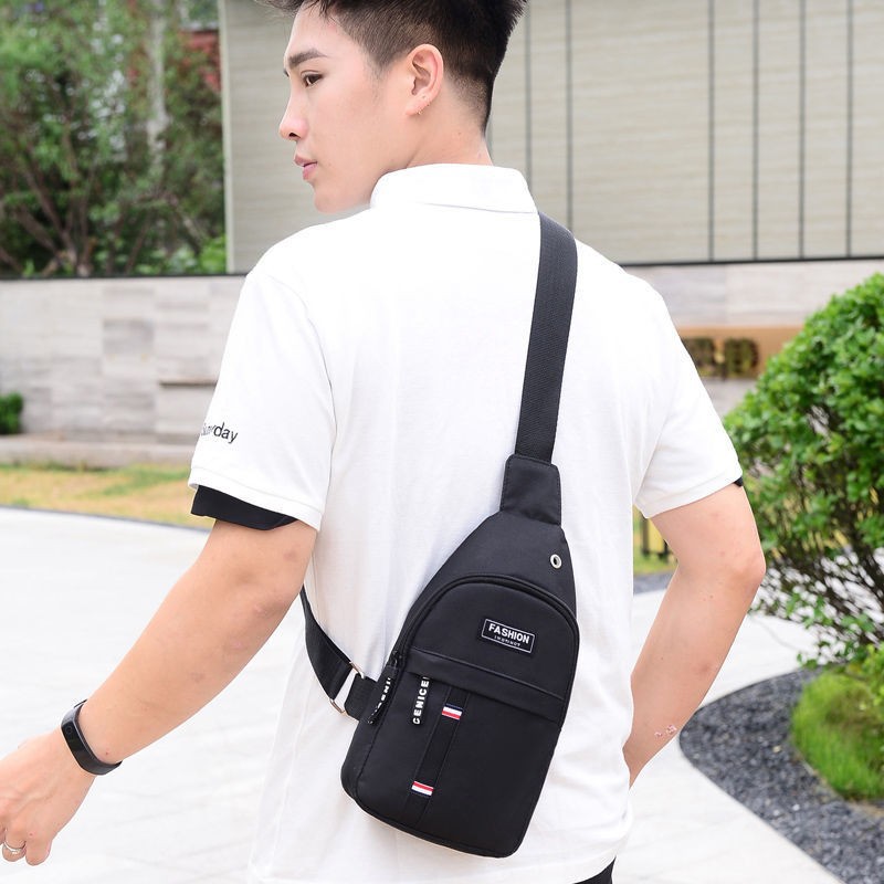 Chest Bag Men's 2021 New Casual Korean Style Oxford Cloth Trendy Sports Small Bag Shoulder Messenger Bag Canvas Backpack Men's Bag