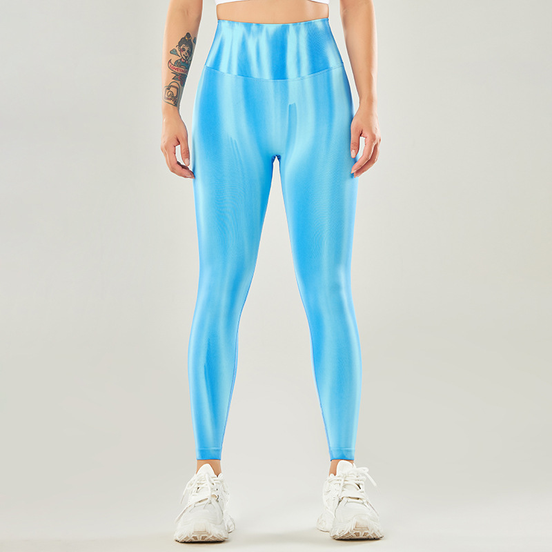 New Cross-Border Tie-Dye Aurora Color Yoga Exercise Pants Seamless High Waist Peach Hip Breathable Sweat Absorbing Tight Trousers