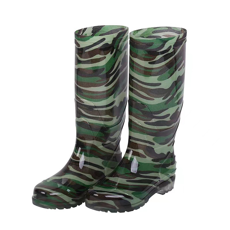 High Camouflage Rain Boots Men's Rain Boots Wholesale PVC Non-Slip Waterproof Shoes Construction Site Labor-Protection Rubber Shoes Factory Direct Sales